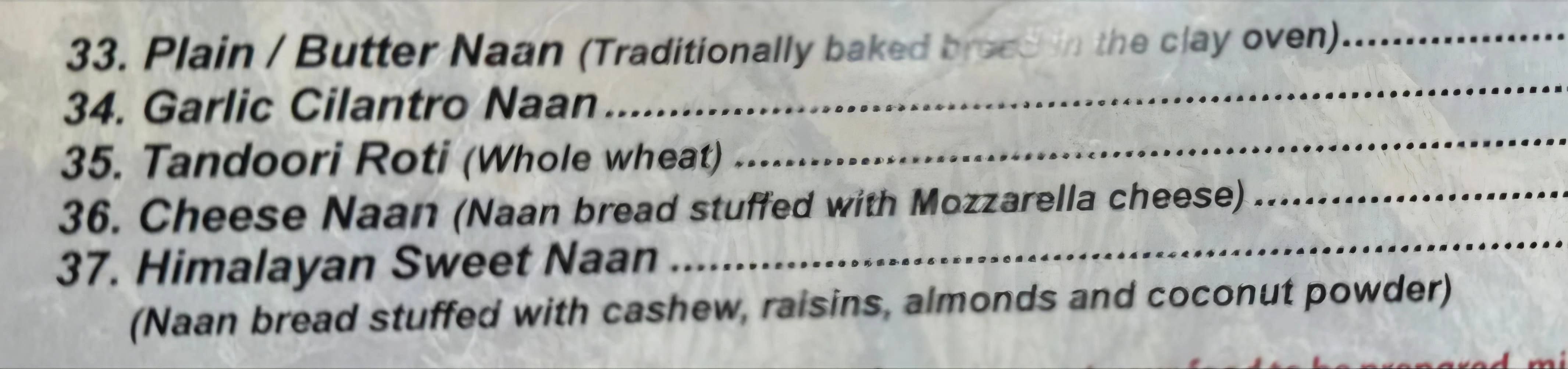 Scanning a blurry restaurant menu